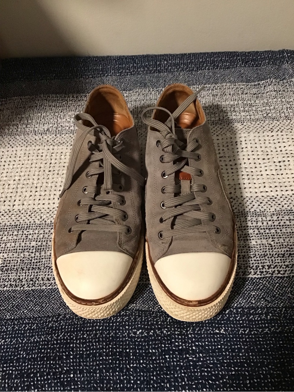 Allen Edmonds Men's Gray Canvas Sneakers with White Toe Caps